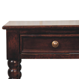 Spindle Solid Mango Wood Bedside Table in Winewood Finish