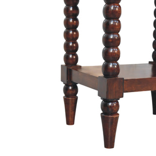 Spindle Solid Mango Wood Bedside Table in Winewood Finish