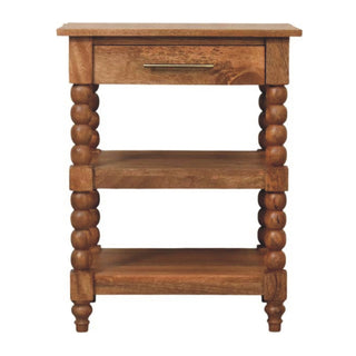 Spindle Side Table with Drawer, Solid Mango Wood