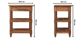 Spindle Side Table with Drawer, Solid Mango Wood