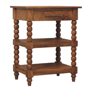 Spindle Side Table with Drawer, Solid Mango Wood