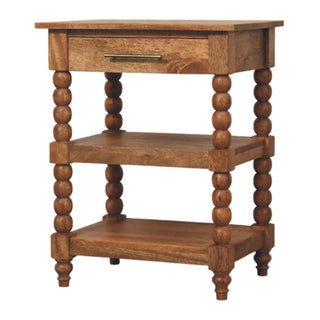 Spindle Side Table with Drawer, Solid Mango Wood