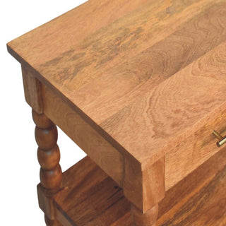 Spindle Side Table with Drawer, Solid Mango Wood