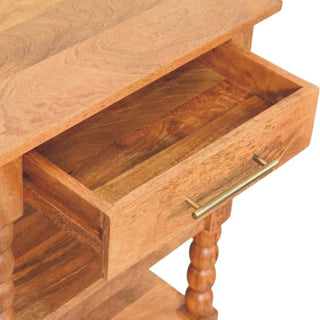 Spindle Side Table with Drawer, Solid Mango Wood