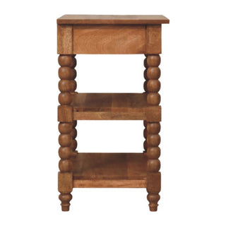 Spindle Side Table with Drawer, Solid Mango Wood