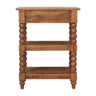 Spindle Side Table with Drawer, Solid Mango Wood