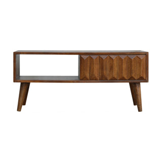 Chestnut Prism Sliding Media Unit, Mango Wood