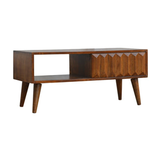Chestnut Prism Sliding Media Unit, Mango Wood