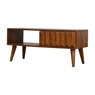 Chestnut Prism Sliding Media Unit, Mango Wood