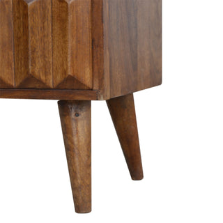Chestnut Prism Sliding Media Unit, Mango Wood