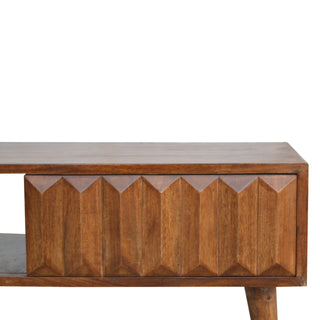 Chestnut Prism Sliding Media Unit, Mango Wood