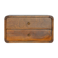 Wide Curved Floating Bedside Table in Chestnut Finish