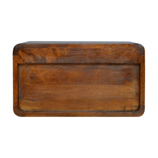 Wide Curved Floating Bedside Table in Chestnut Finish