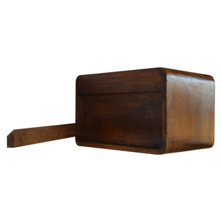 Wide Curved Floating Bedside Table in Chestnut Finish