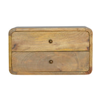 Wide Curved Floating Bedside Table in Oak Finish