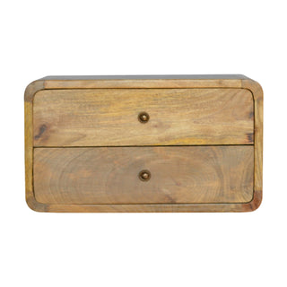 Wide Curved Floating Bedside Table in Oak Finish