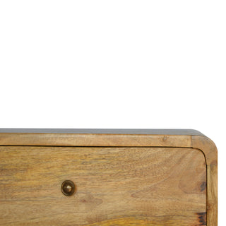 Wide Curved Floating Bedside Table in Oak Finish