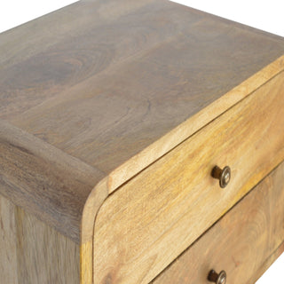 Wide Curved Floating Bedside Table in Oak Finish