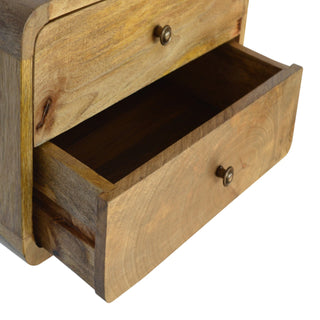 Wide Curved Floating Bedside Table in Oak Finish