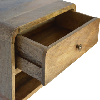 Wide Curved Floating Bedside Table - 1 Drawer 1 Shelf