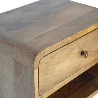 Wide Curved Floating Bedside Table - 1 Drawer 1 Shelf
