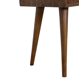Narrow Bedside Table, Chestnut and Brass Inlay
