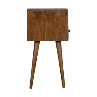 Narrow Bedside Table, Chestnut and Brass Inlay
