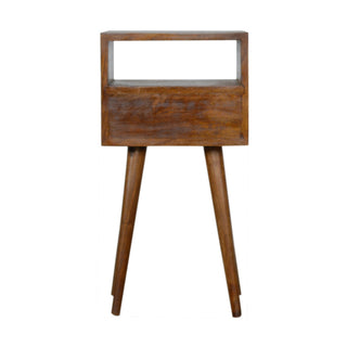 Narrow Bedside Table, Chestnut and Brass Inlay