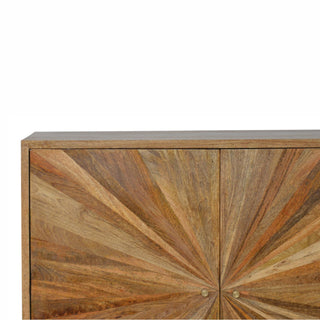 Sunrise Carved Cabinet in Oak Finish