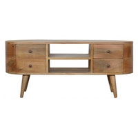Rounded Media Unit – 4 Drawer in Oak Finish