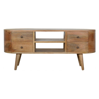 Rounded Media Unit – 4 Drawer in Oak Finish