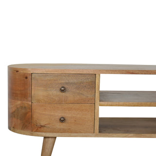 Rounded Media Unit – 4 Drawer in Oak Finish