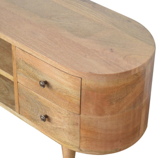 Rounded Media Unit – 4 Drawer in Oak Finish