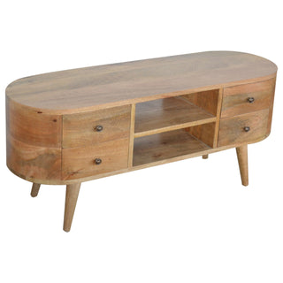 Rounded Media Unit – 4 Drawer in Oak Finish