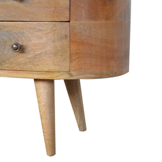 Rounded Media Unit – 4 Drawer in Oak Finish