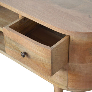 Rounded Media Unit – 4 Drawer in Oak Finish