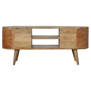 Rounded Media Unit – 4 Drawer in Oak Finish