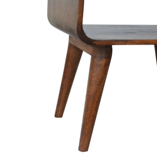 Curved Bedside Table in Chestnut Finish – Open Shelf