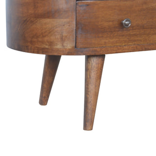 Chestnut Rounded Media Unit – 4 Drawer in Chestnut Finish