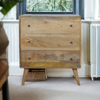Curved Chest of Drawers in Oak Finish