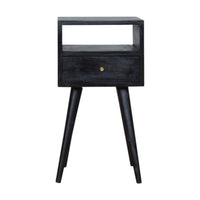 Narrow Nordic Bedside Table in Ash Black