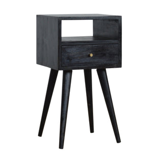 Narrow Nordic Bedside Table in Ash Black