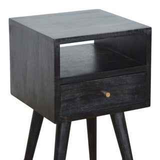 Narrow Nordic Bedside Table in Ash Black