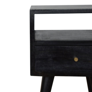 Narrow Nordic Bedside Table in Ash Black