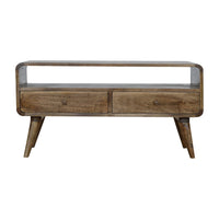 Curved TV Unit in Grey-Wash Finish