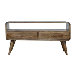 Curved TV Unit in Grey-Wash Finish