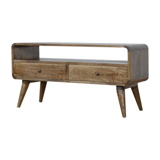 Curved TV Unit in Grey-Wash Finish