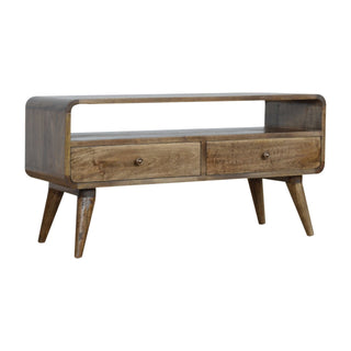 Curved TV Unit in Grey-Wash Finish