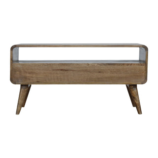 Curved TV Unit in Grey-Wash Finish