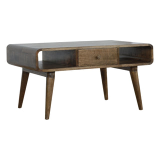 Curved Coffee Table in Grey-Wash Finish